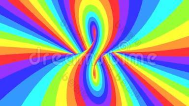 光谱迷幻的光学错觉.. 抽象<strong>彩虹</strong>催眠动画背景。 色彩鲜艳的墙纸